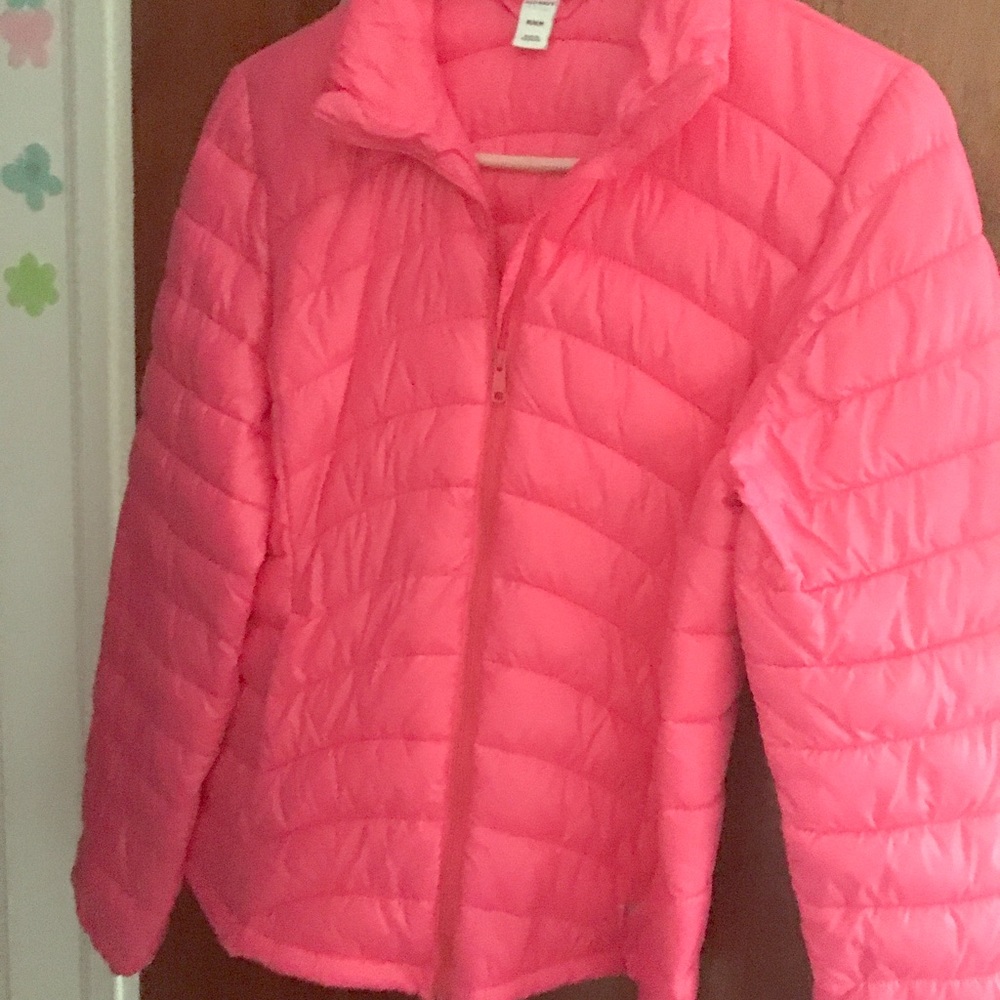 Pink puffer jacket